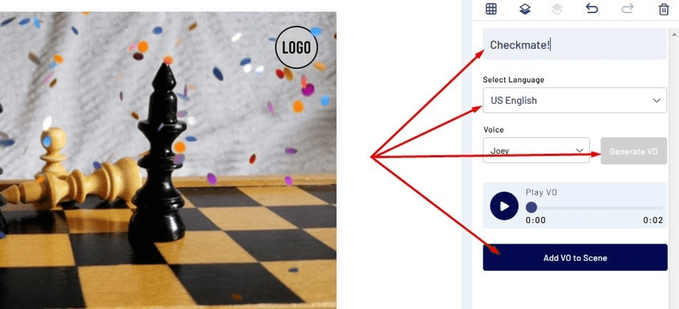 Ferramenta de texto automático da Invideo