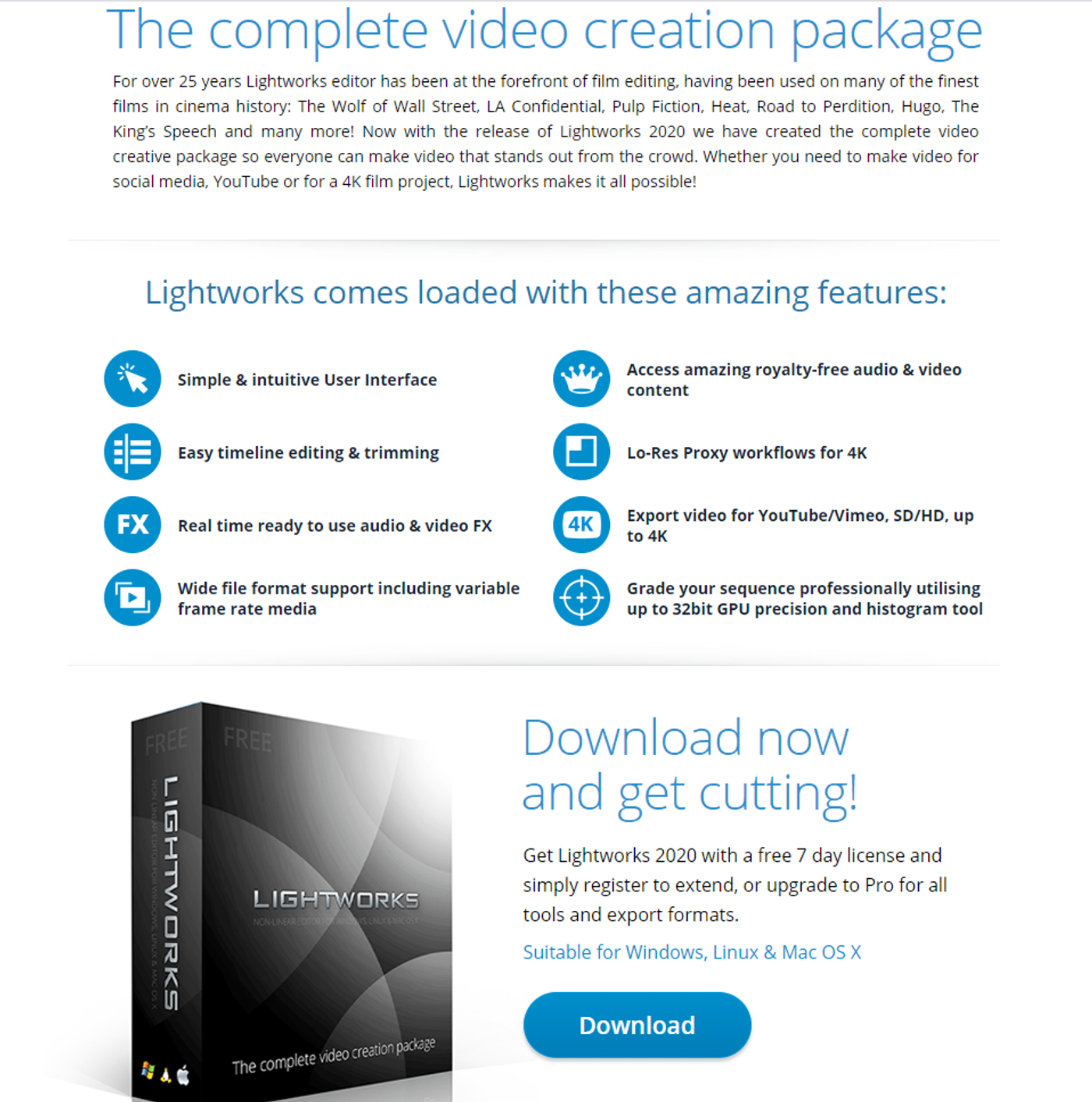 Ferramenta grátis para edição de vídeo Lightworks