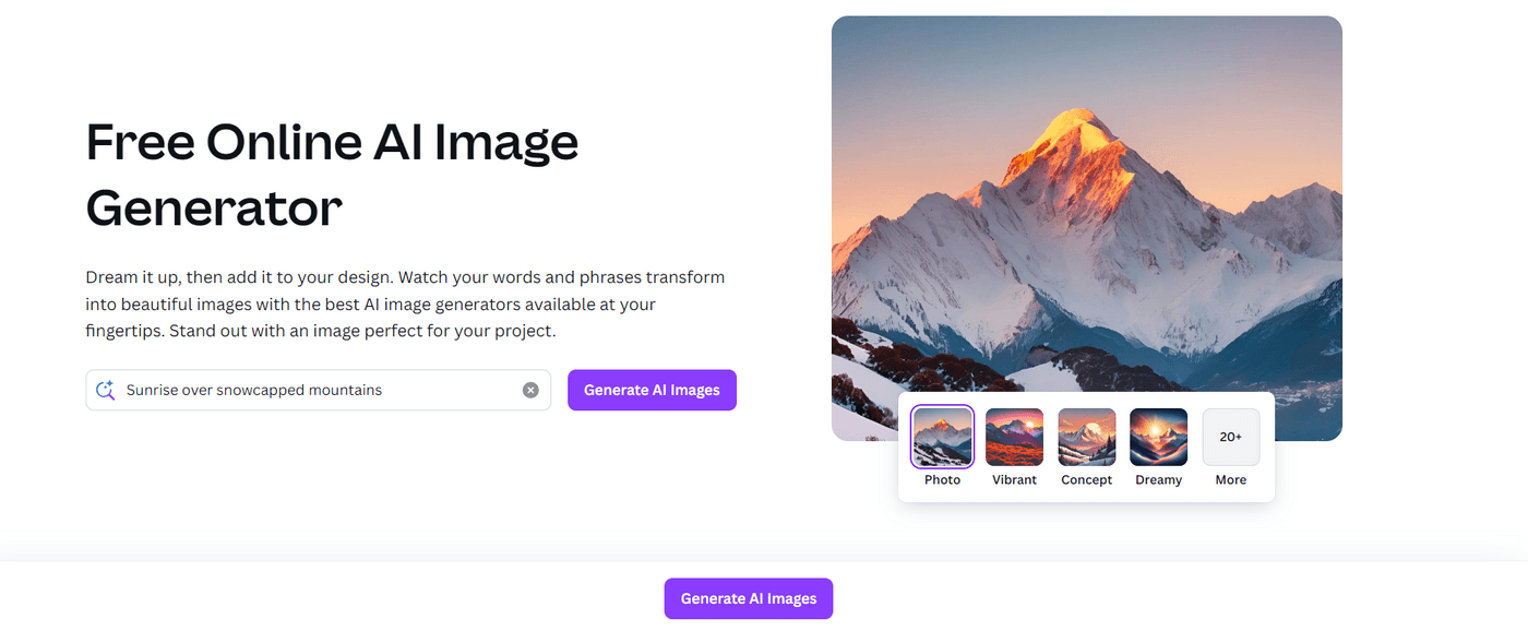 Transform words into breathtaking visuals using our free online AI image generator today.