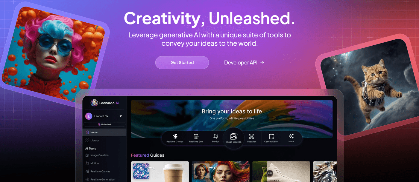 Leverage generative AI to create and share ideas effortlessly with Leonardo.AI tools.