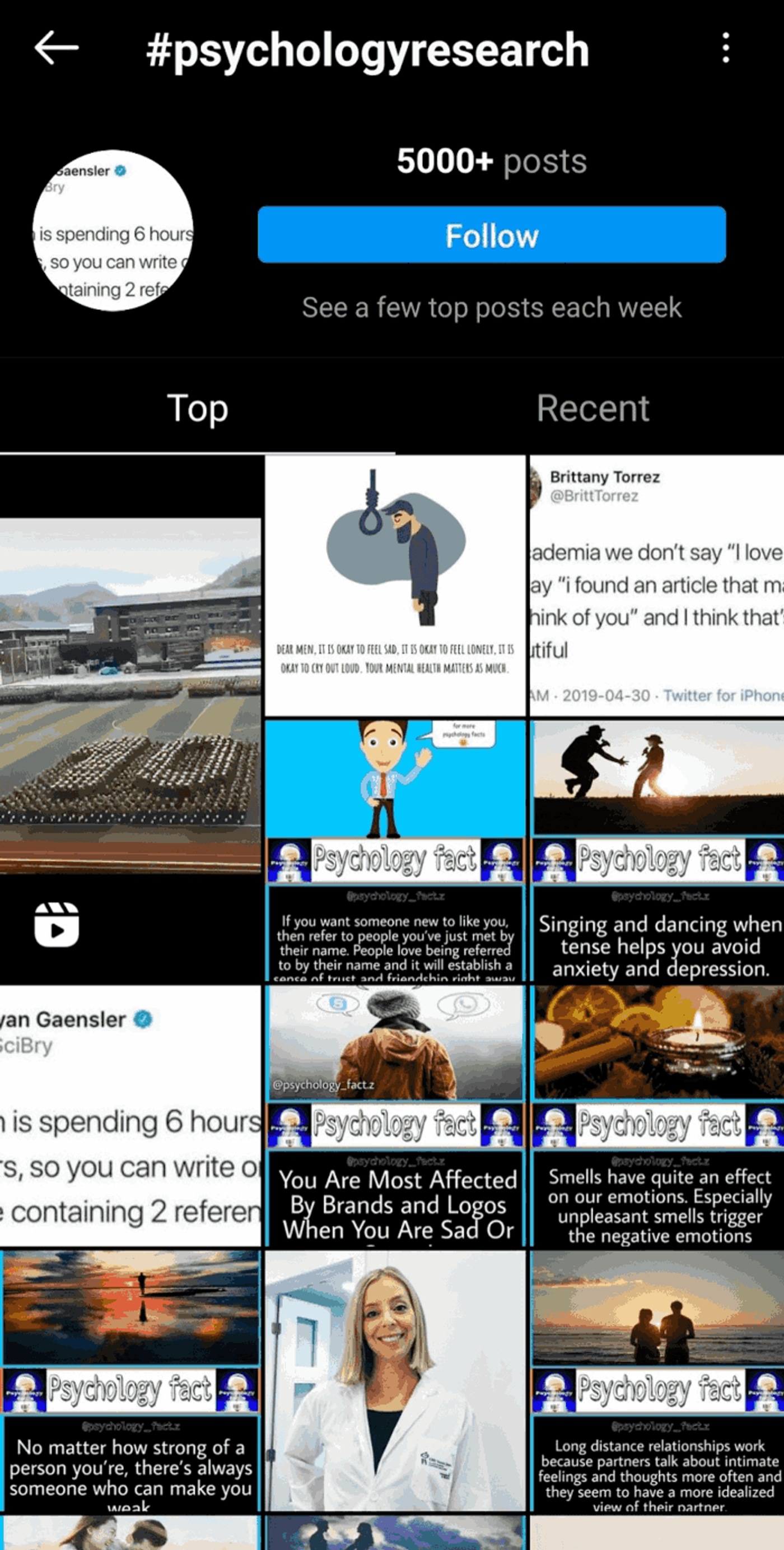 Hashtags relacionadas a um reels