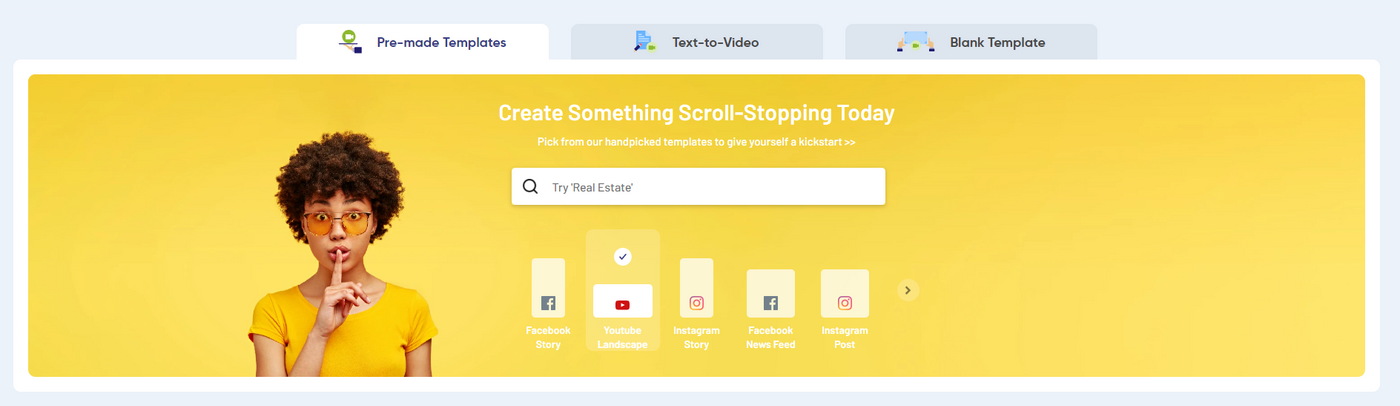 Página de inicio de Invideo