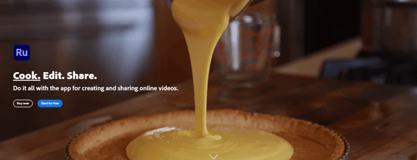 Home do site do Adobe Premiere Rush