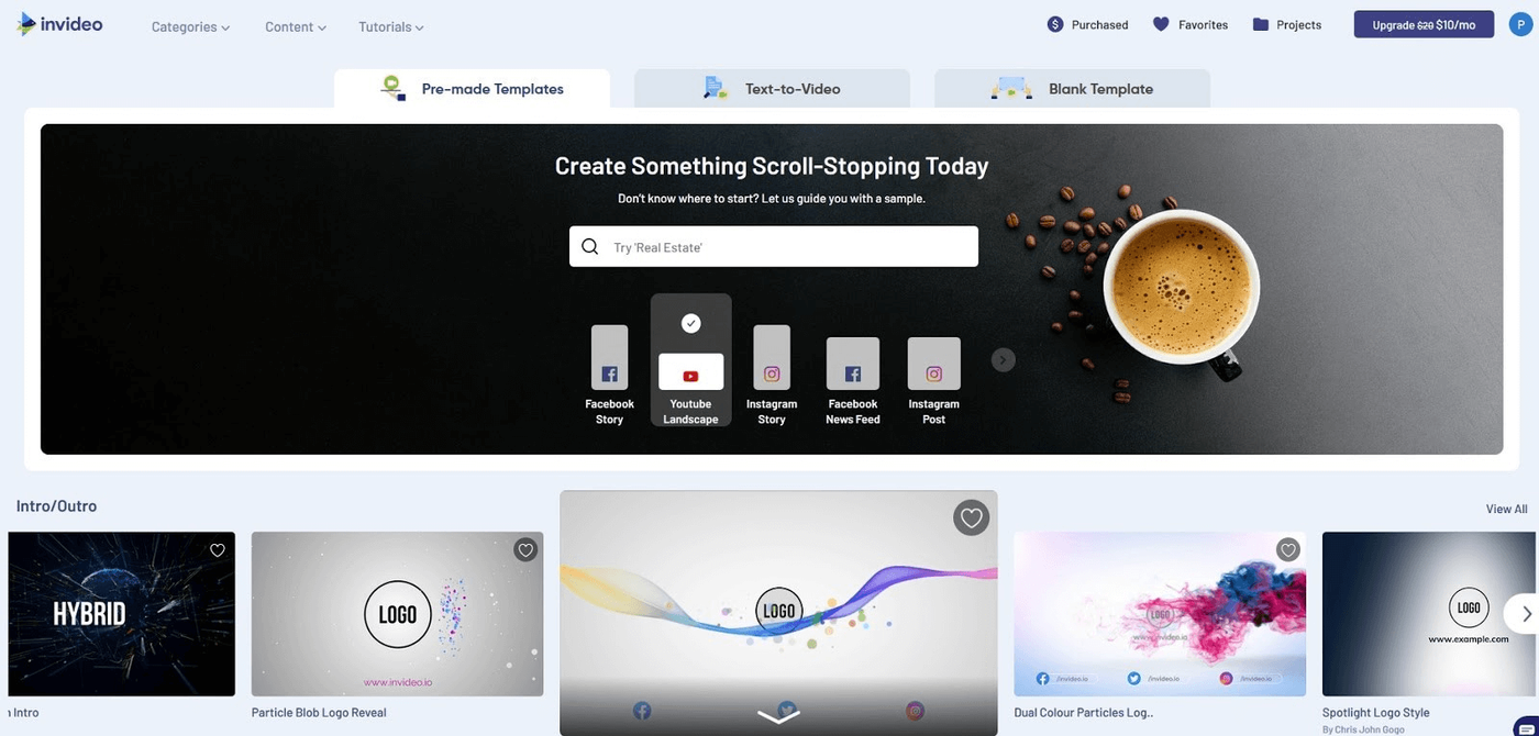 Tela inicial Invideo