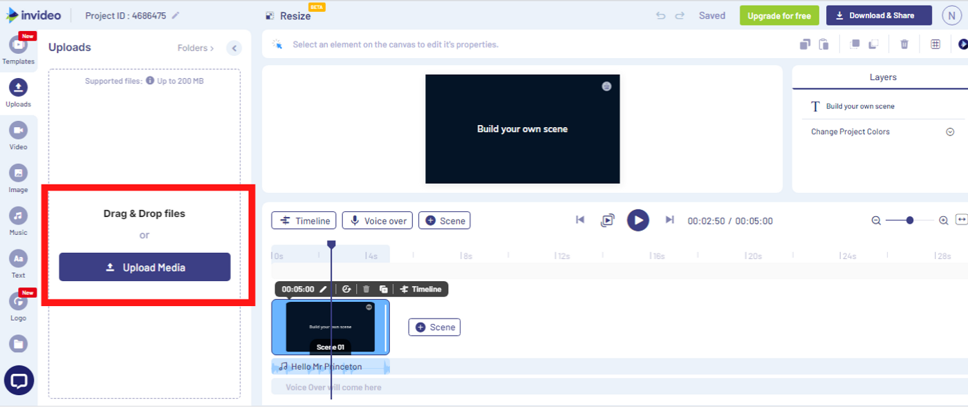 How to make your webcam video using InVideo- step 3