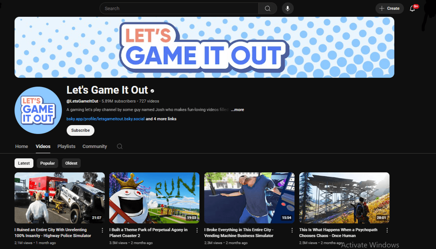 YouTube channel “Let’s Game It Out” features gaming videos filled with chaos and humor.