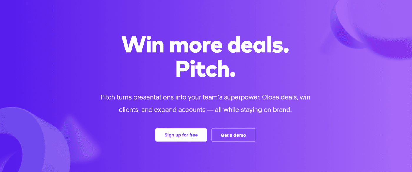 Pitch helps teams create presentations to win deals, attract clients, and expand accounts.