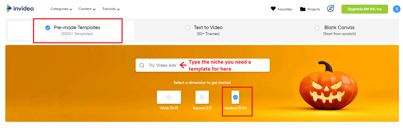 create snapchat add using Invideo template - Step 2