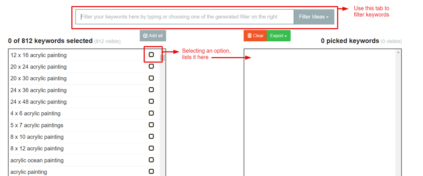 Keyword IO - Filter ideas