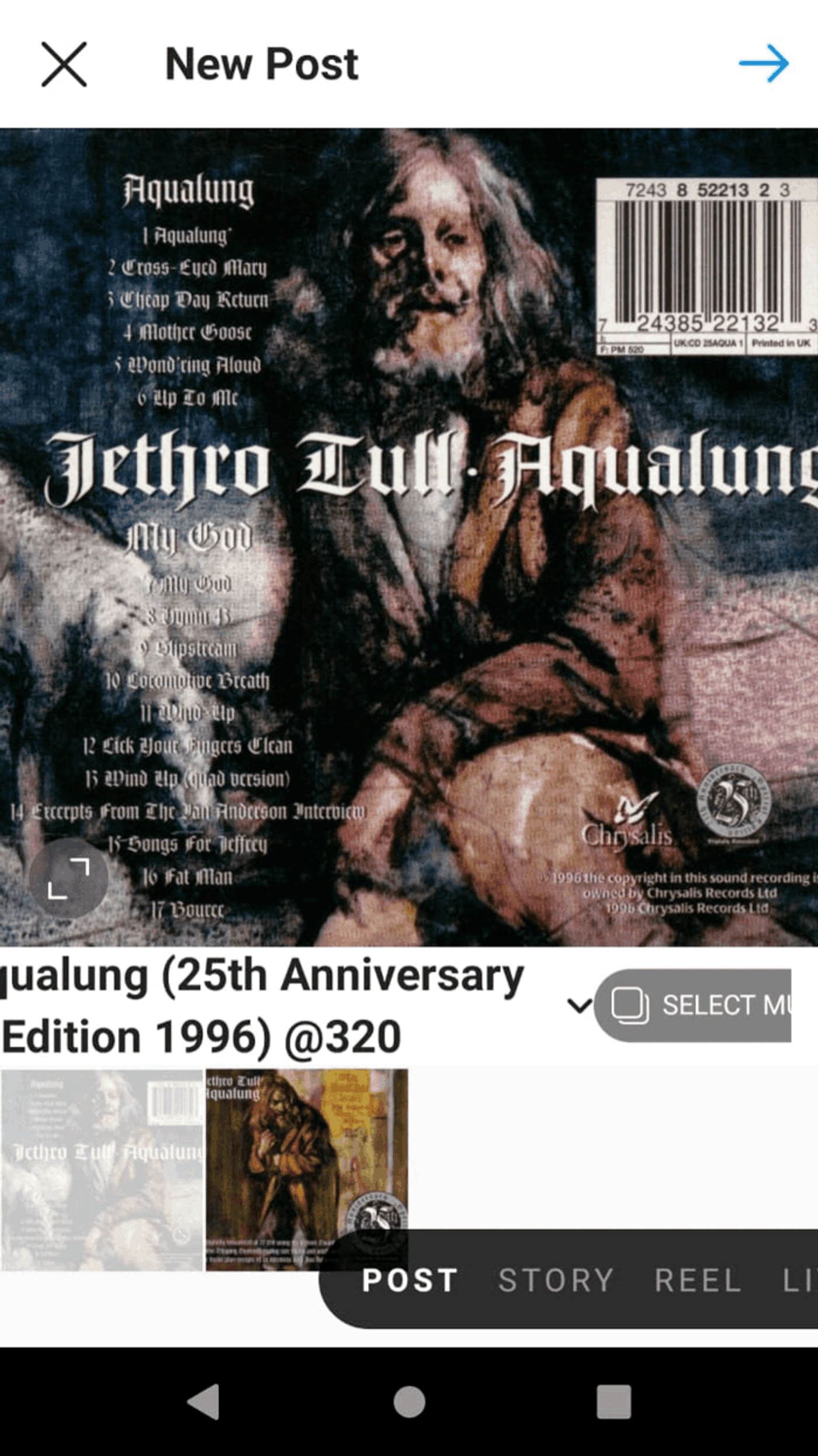 Mover para a opção do Reels