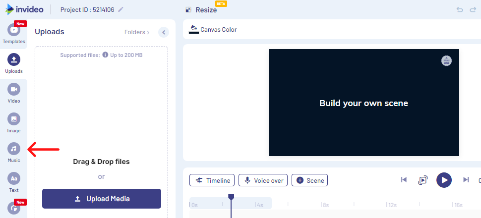 how to add music to your videos using InVideo - step 4