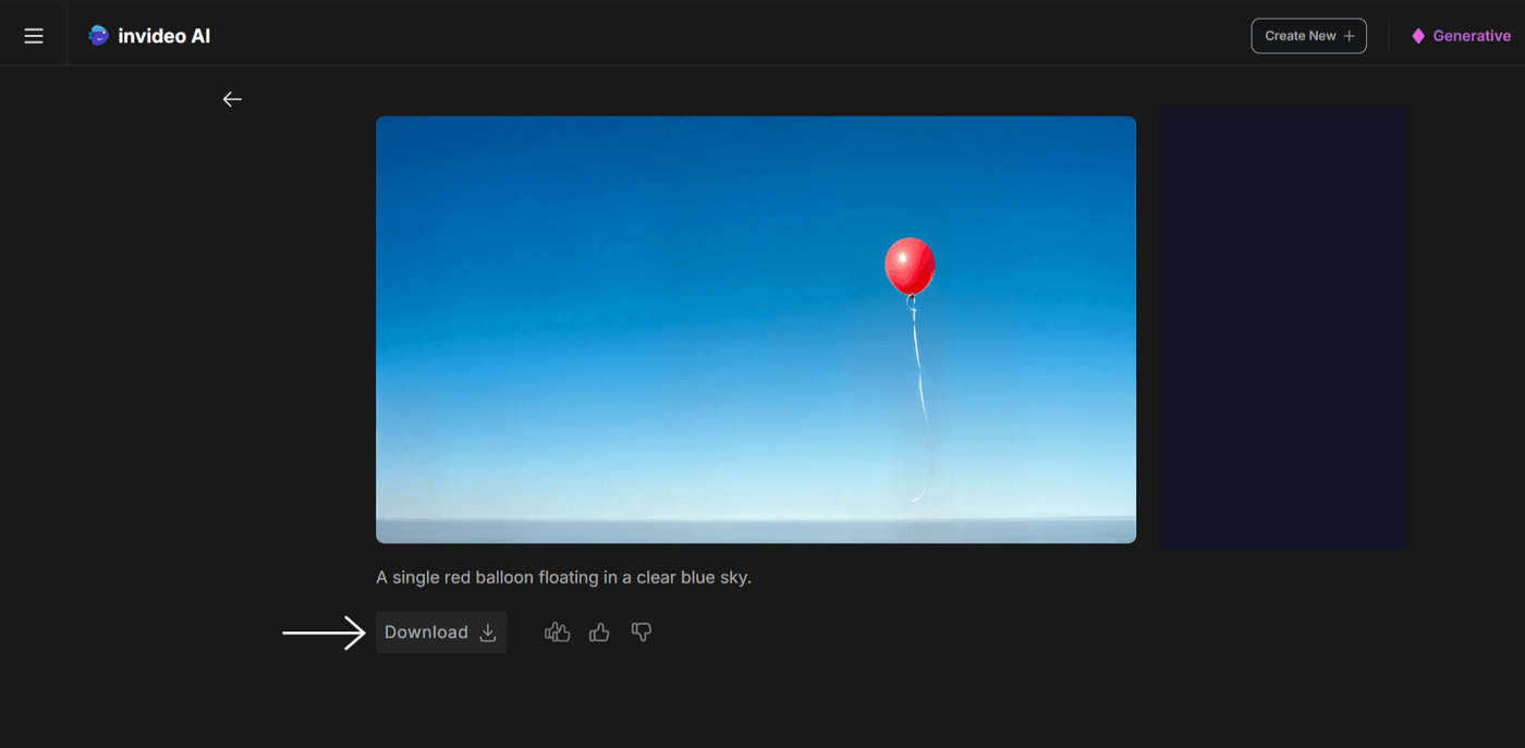 A red balloon floating in a vibrant blue sky, with a download button below.