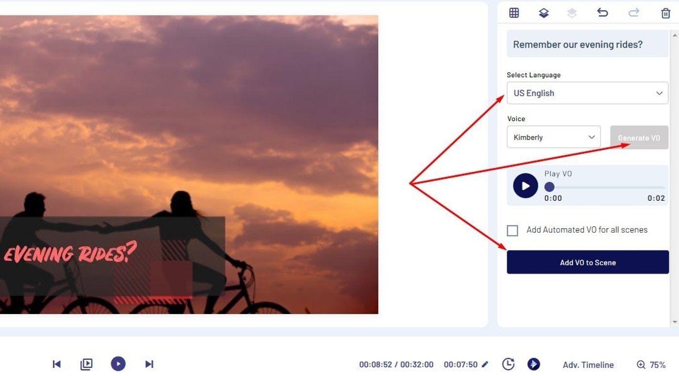 Opciones de Voice-over de Invideo