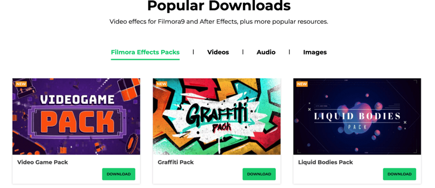 Pantalla de templates disponibles de la herramienta Filmora