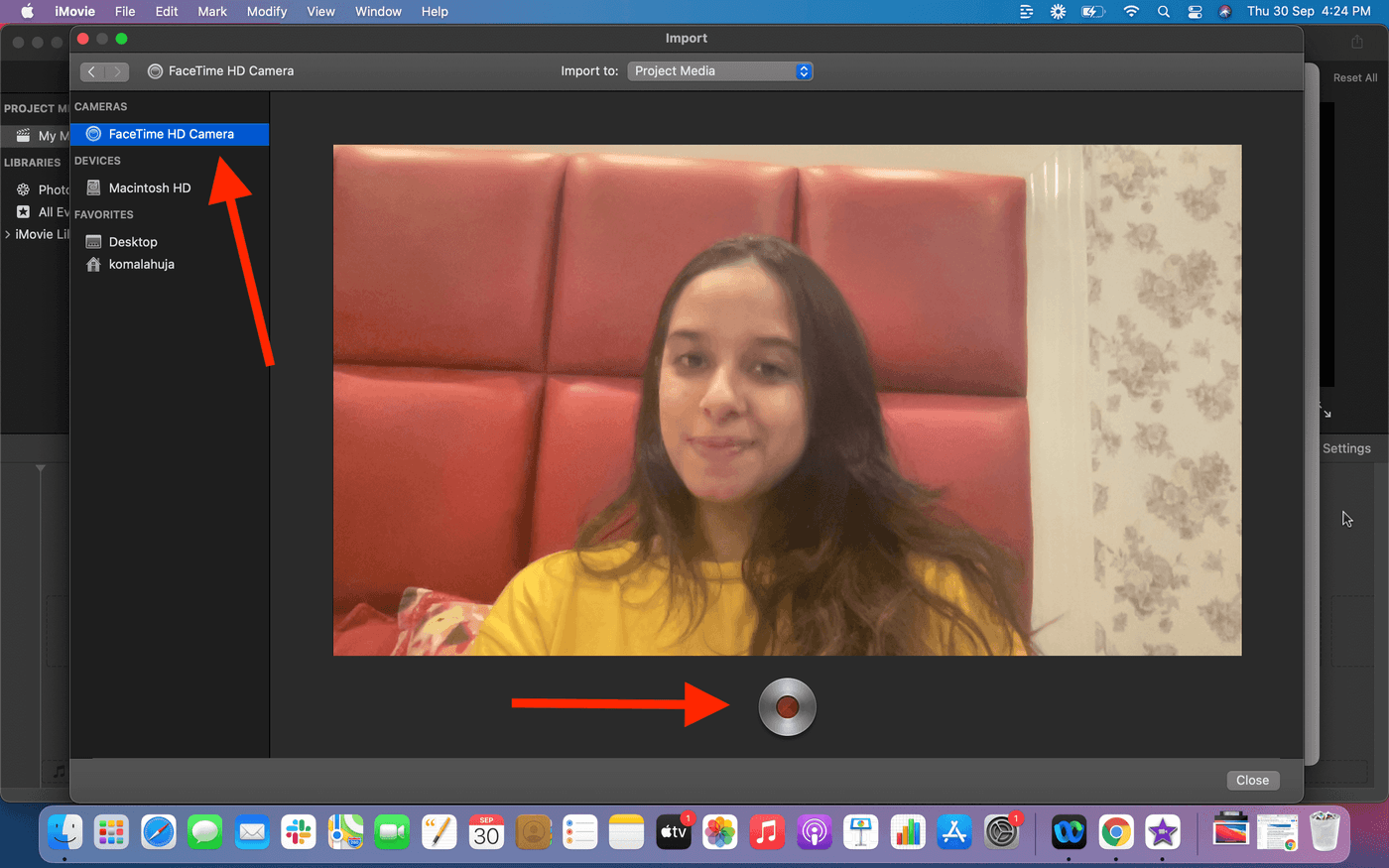Record a video using iMovie - Step 3