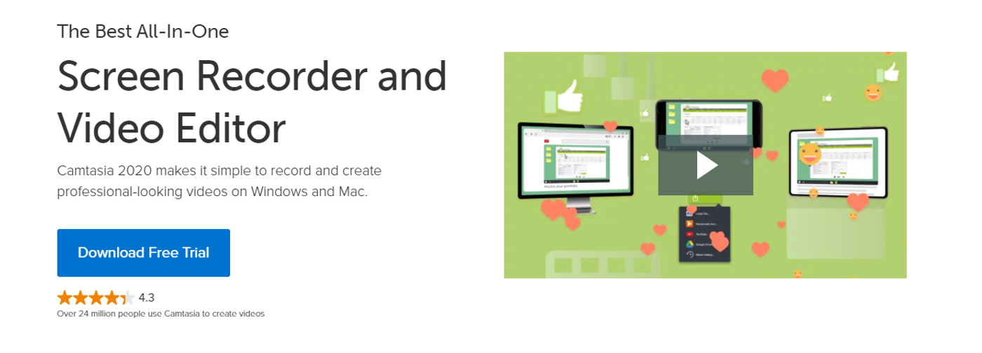 Site do Camtasia: gravador de tela e editor de vídeo gratuito