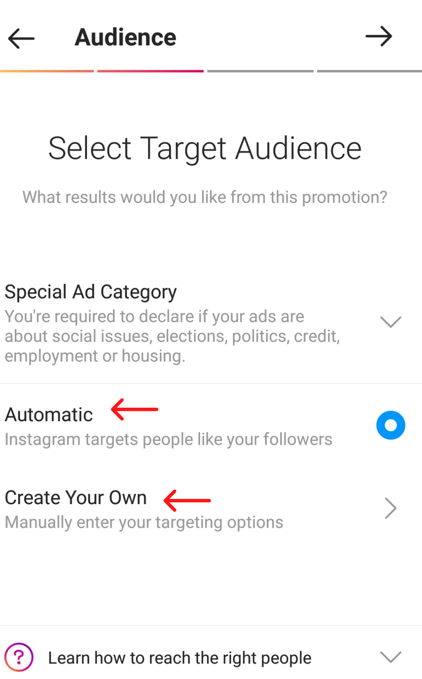 How to promote an Instagram post - step 4