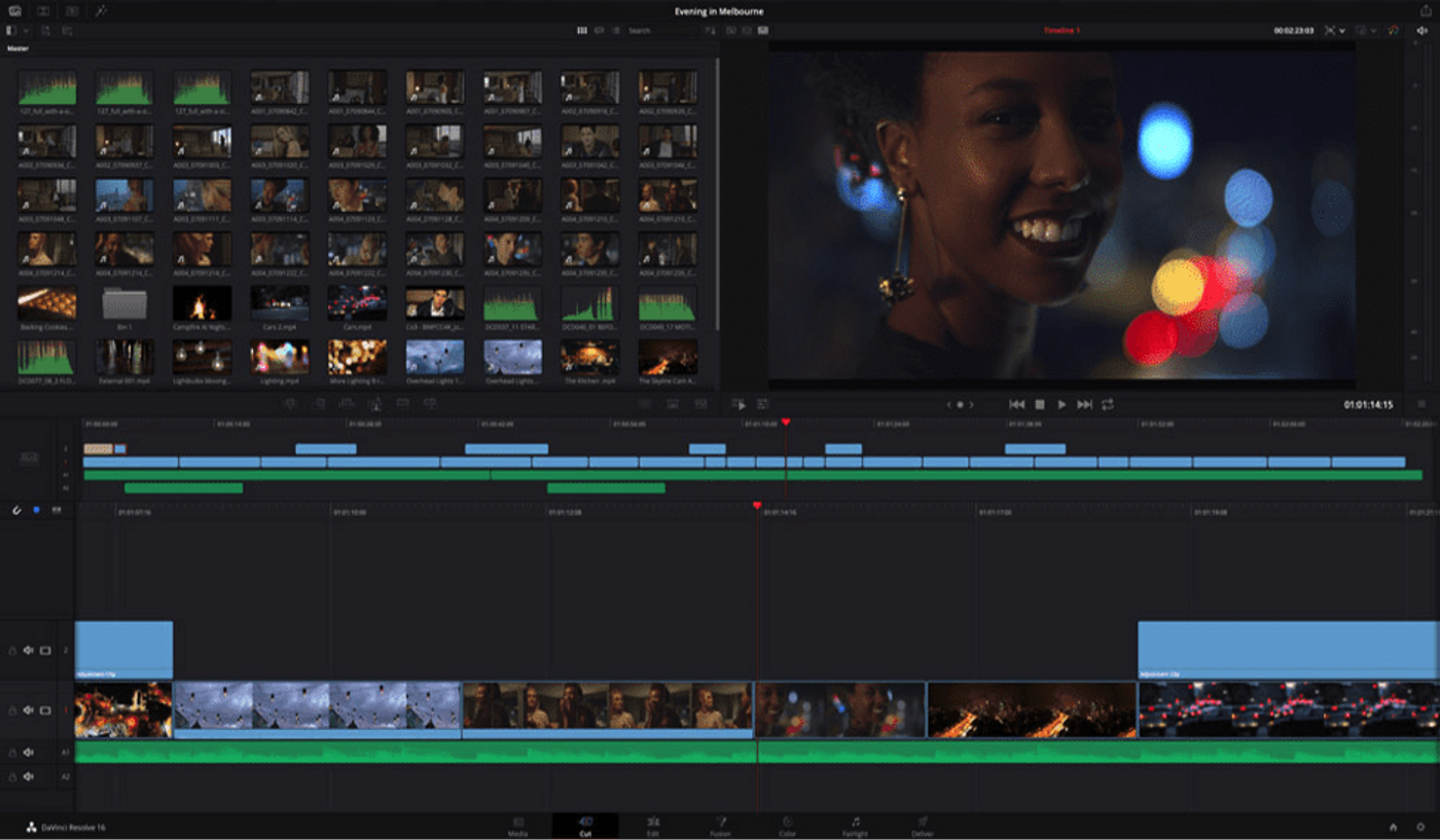 Pantalla del DaVinci Resolve
