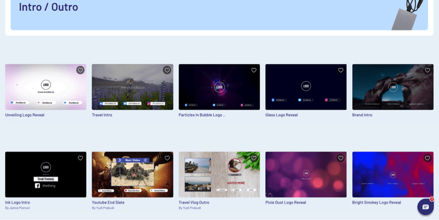 Tela de templates da ferramenta Adobe Premiere Pro