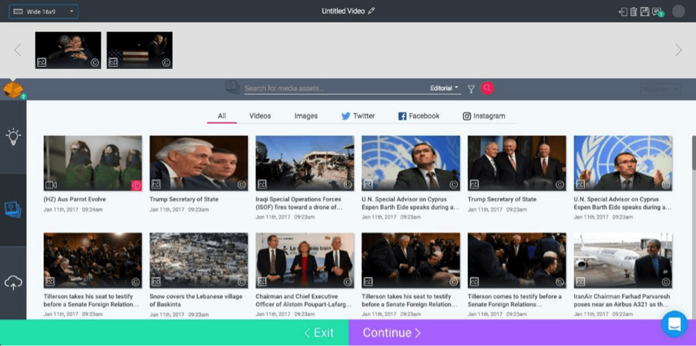 Tela inicial da ferramenta Wochit