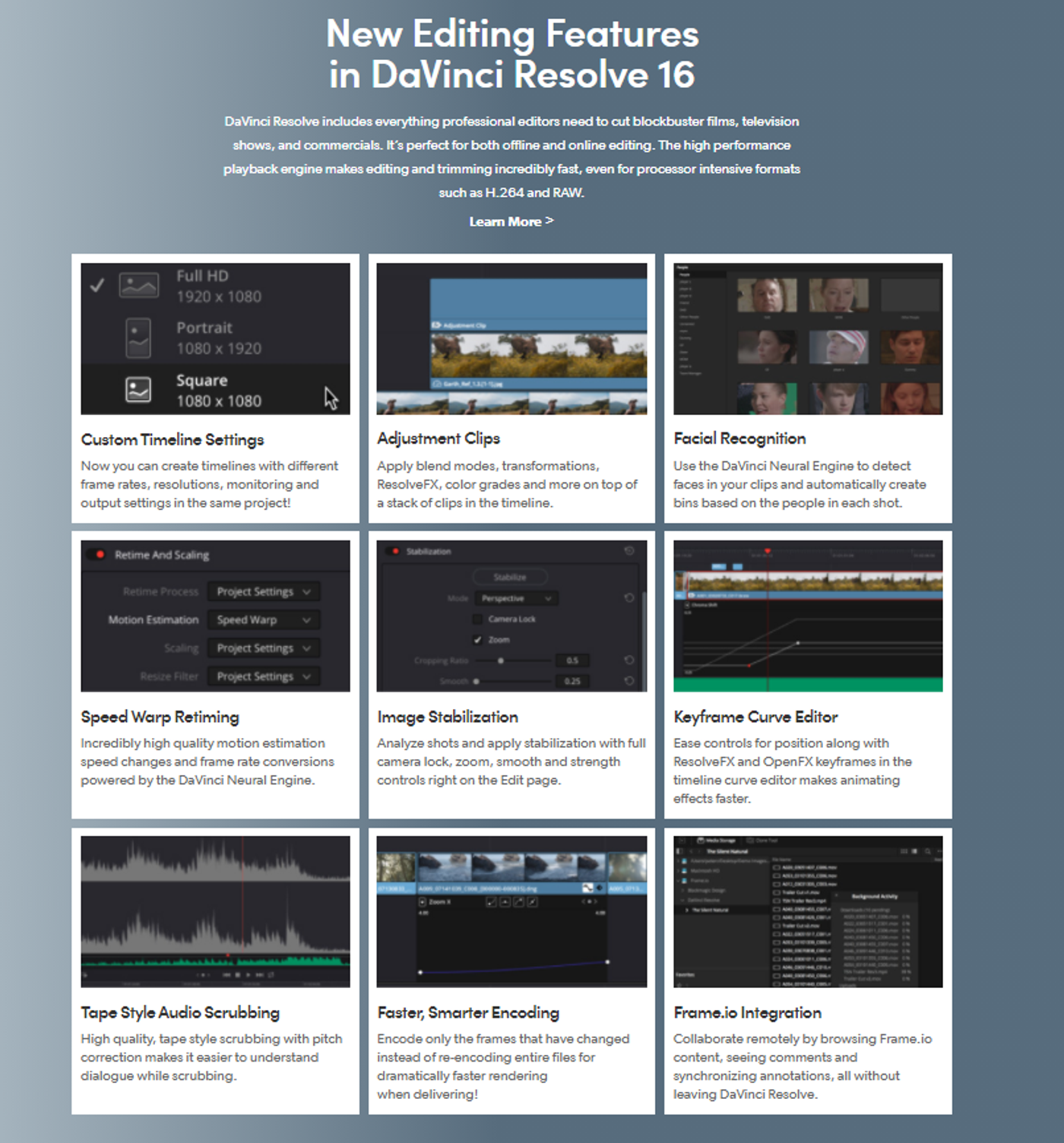 Telas do DaVinci Resolve 16