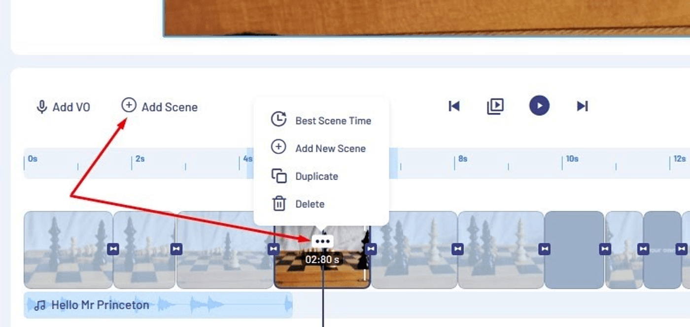 Timeline de edição da ferramenta Invideo