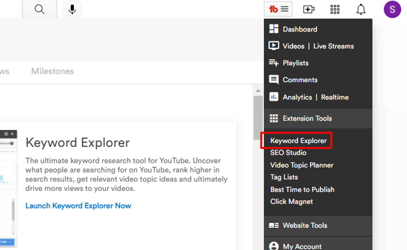TubeBuddy Keyword Explorer