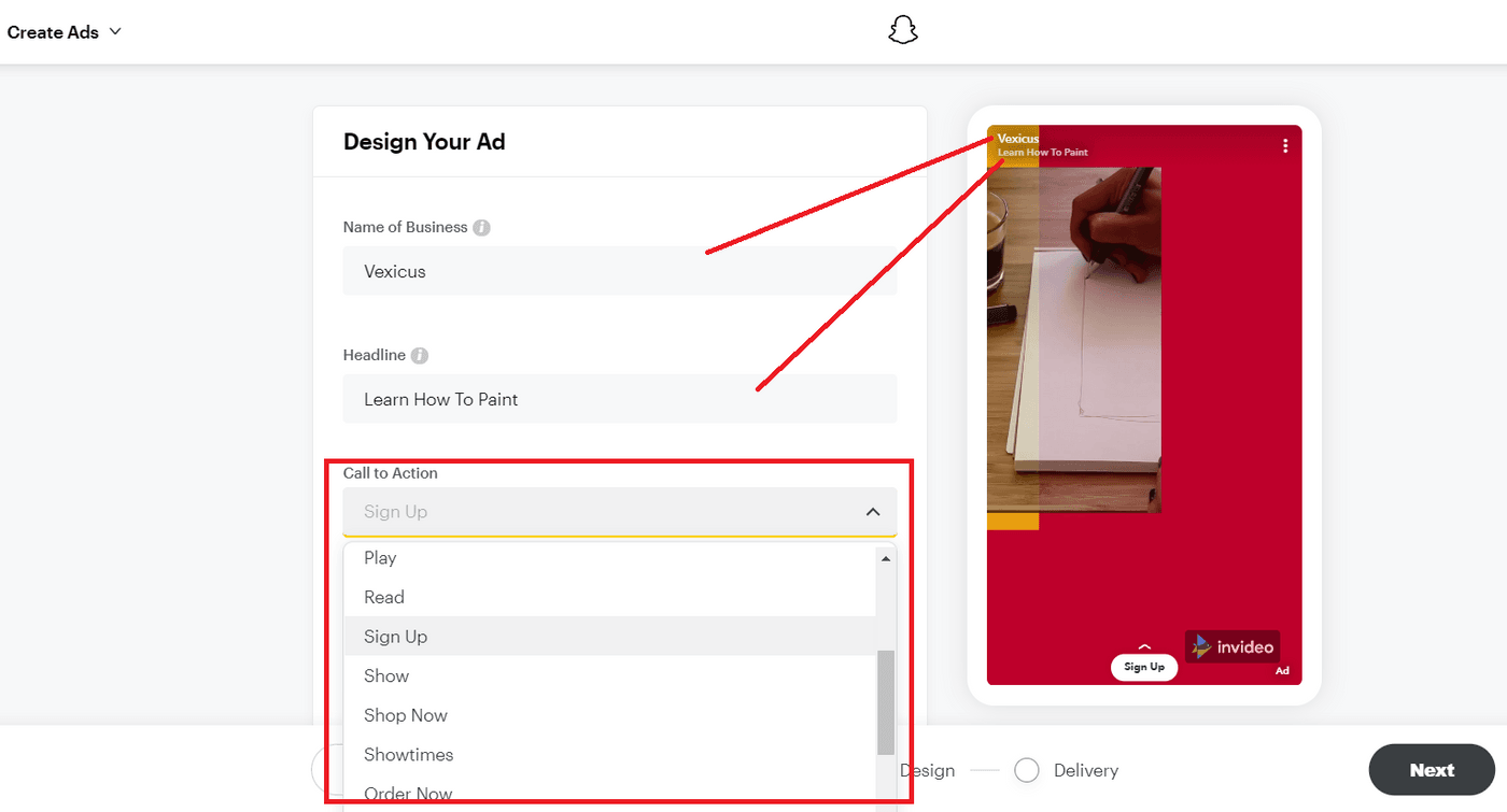 How To Take Your Ad Creative Live On Snapchat - Step 2