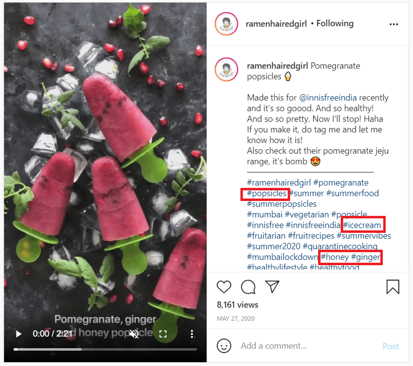 Utilização de hashtags do conteúdo do vídeo no IGTV