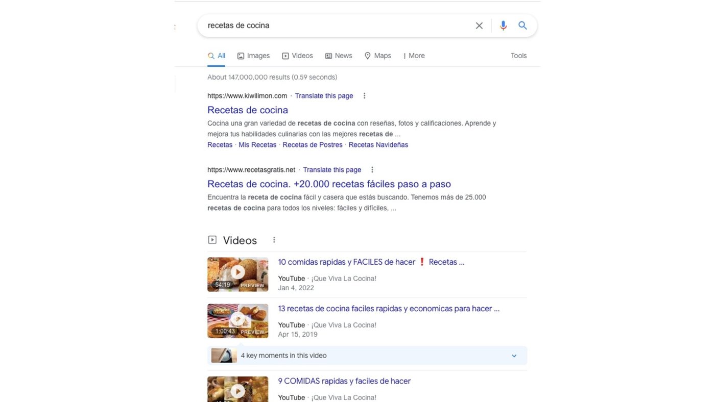 Búsqueda en Google para videos y SEO