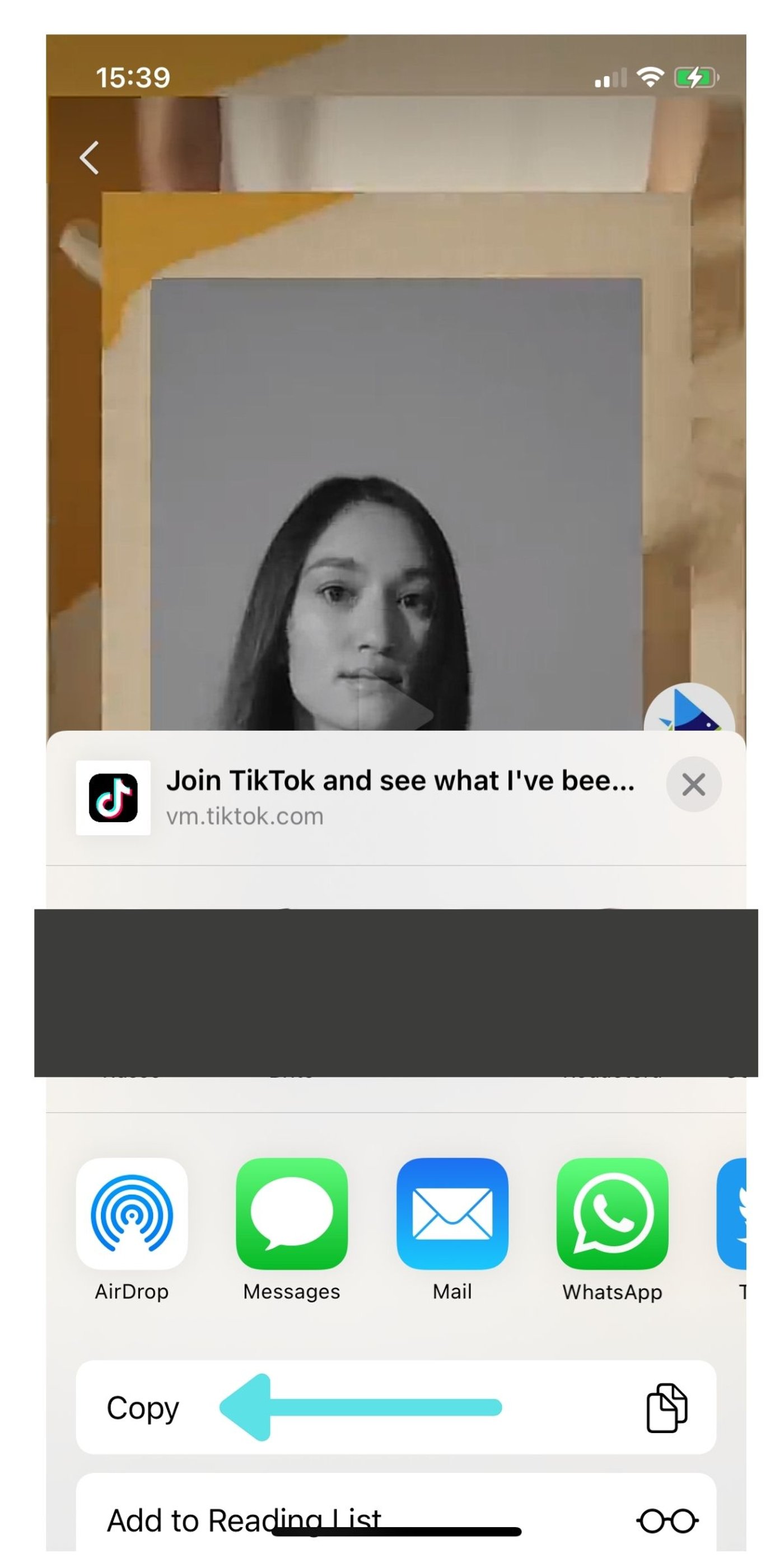 Una vez seleccionado, se abrirá un pequeño menú que te indicará la opción de copiar el link