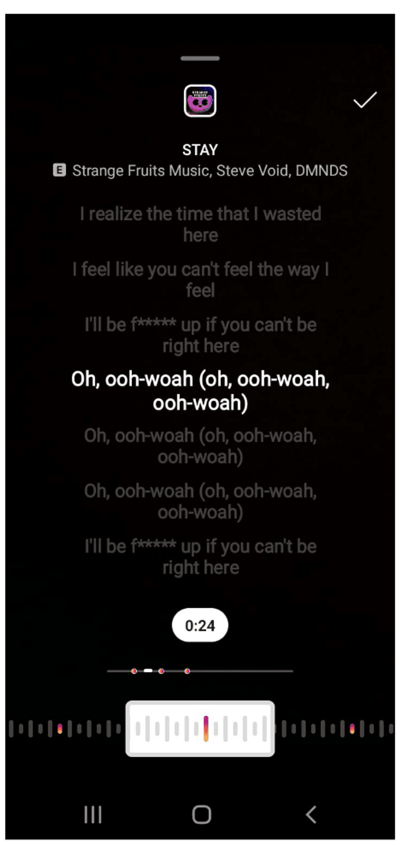 escolher trecho de música reels