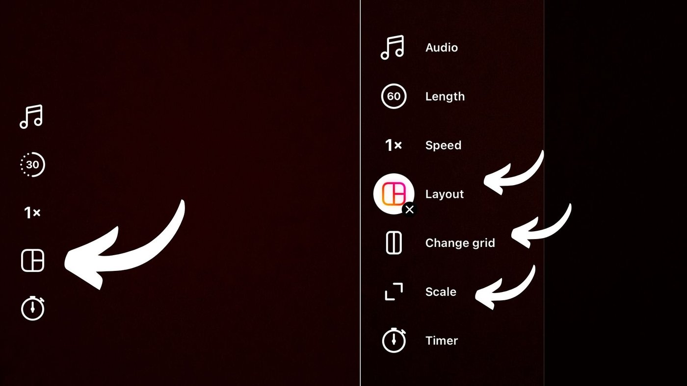 Instagram reels layout