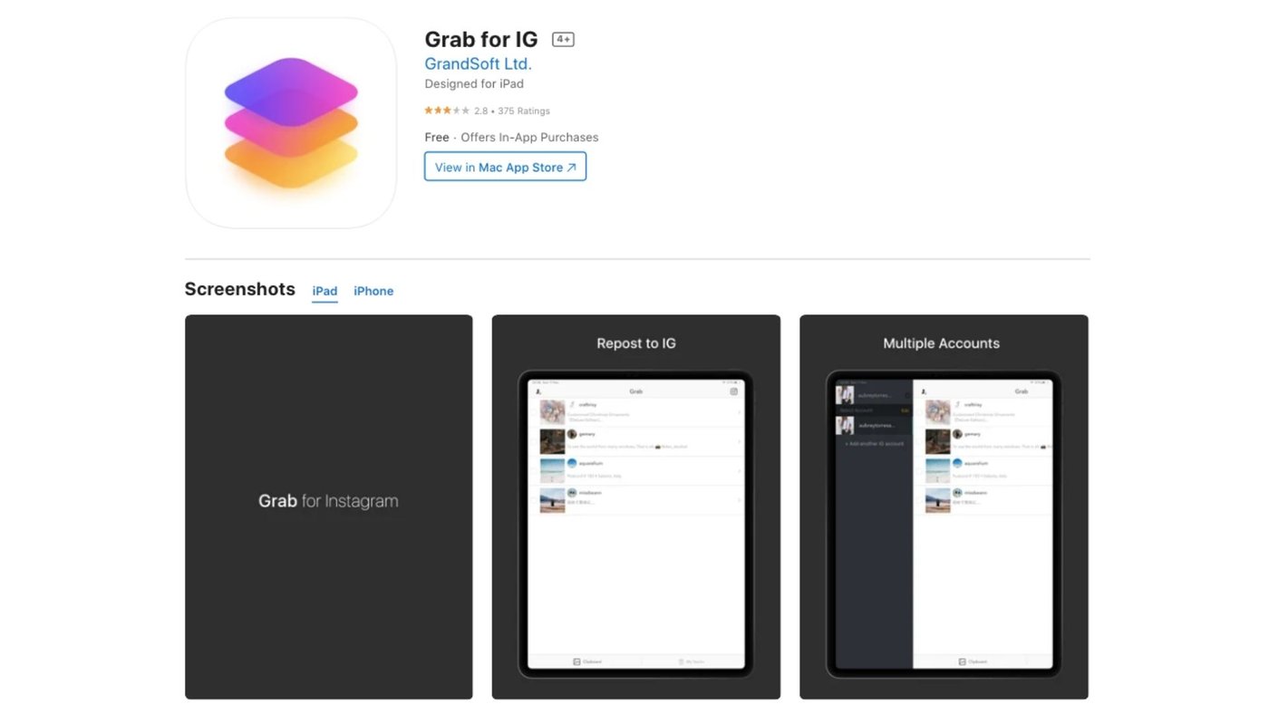 Grab for IG descarga de videos de Instagram