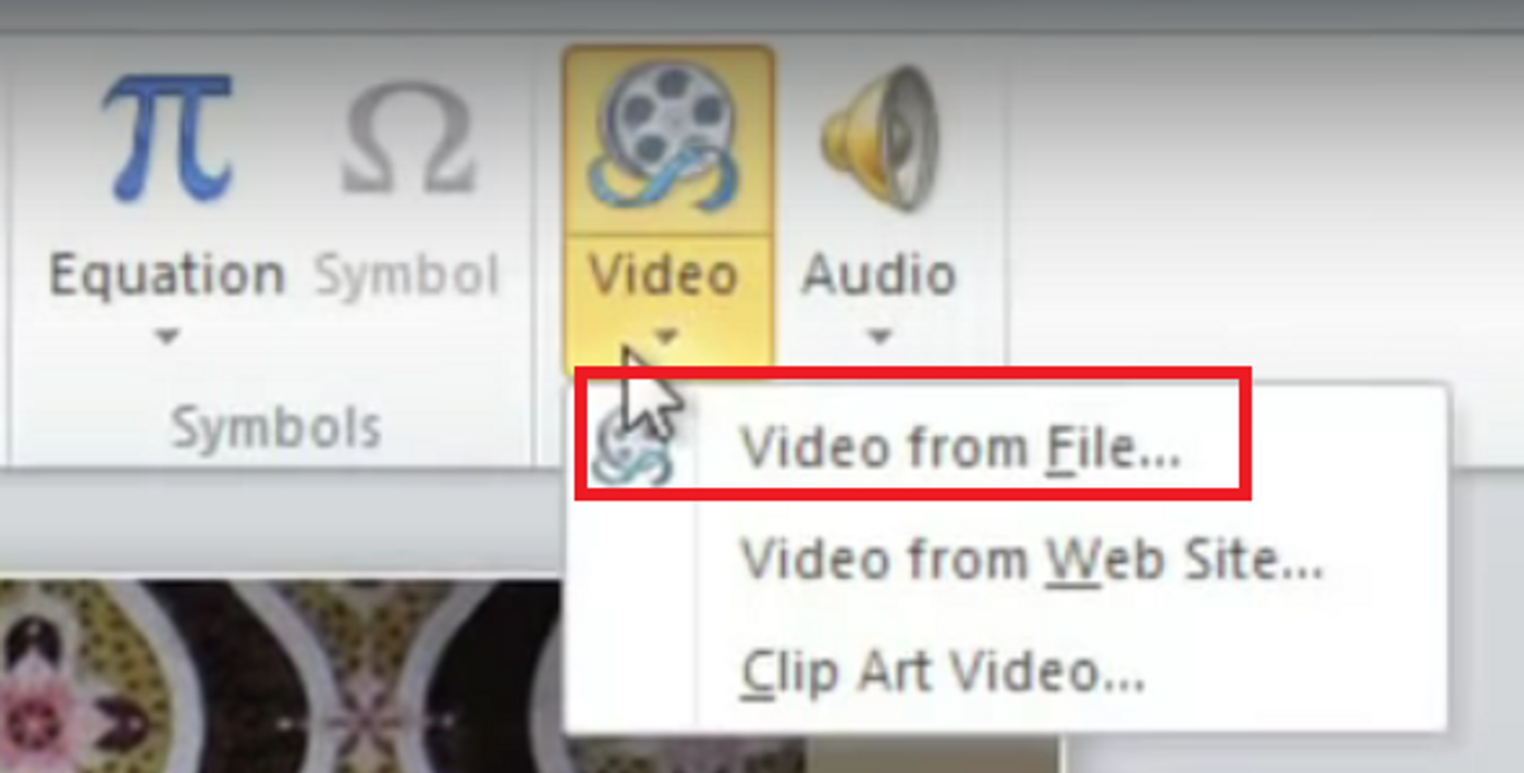 How to embed a video file from PC to PPT - step 3