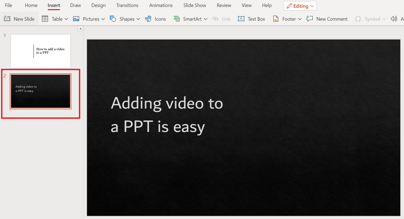 how to embed a vimeo video to PPT - Step 1