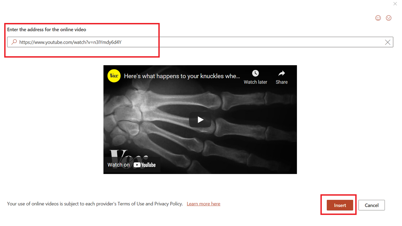 How to embed a video from YT to PPT in MS Office 365 - Step 5