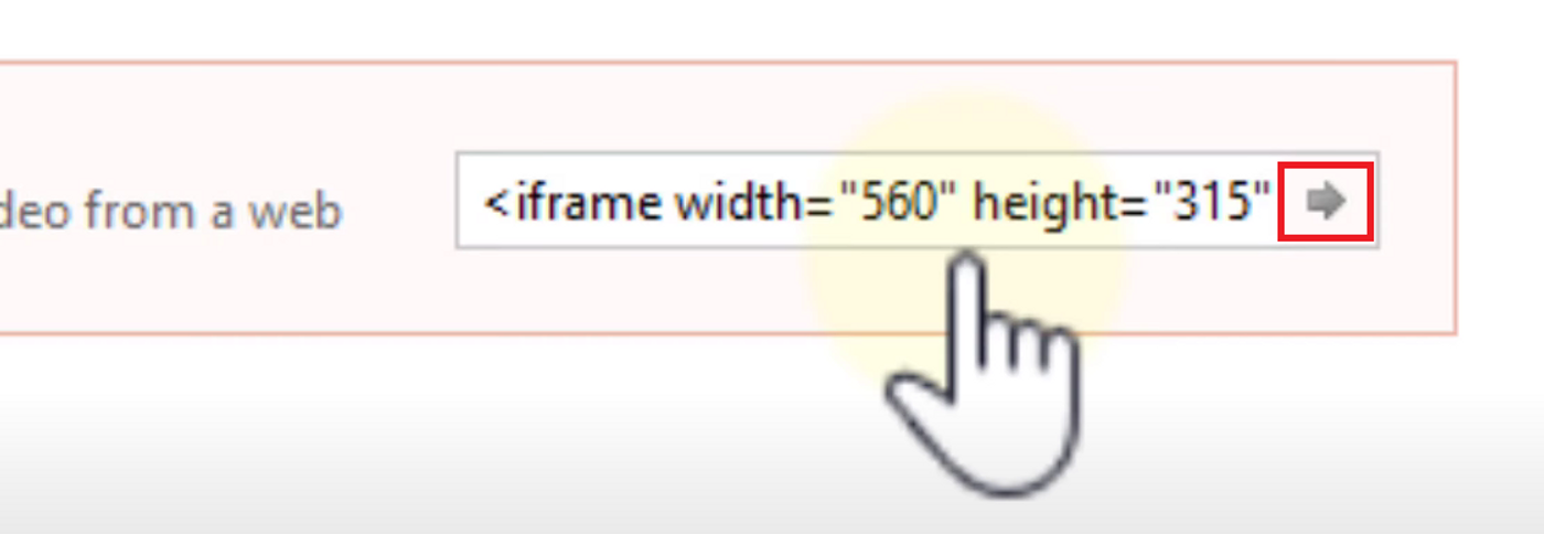 how to embed a YT video to PPT - step 7