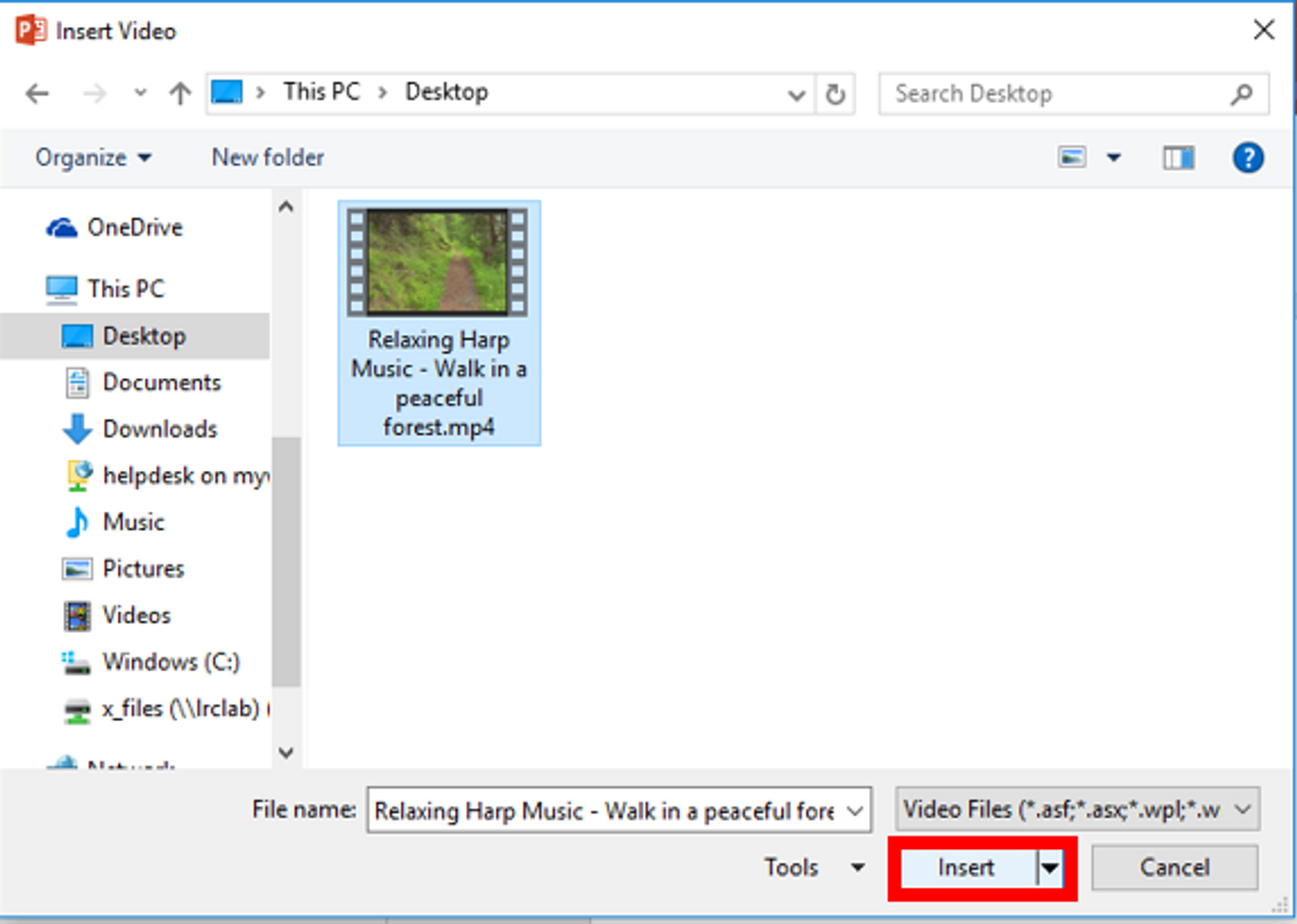 how to embed video frm pc to ppt_step 4