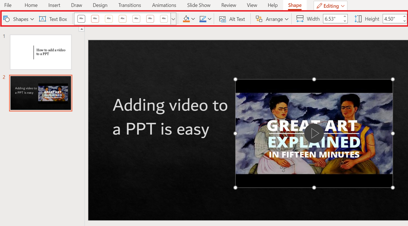 how to embed video frm pc to ppt_step 5