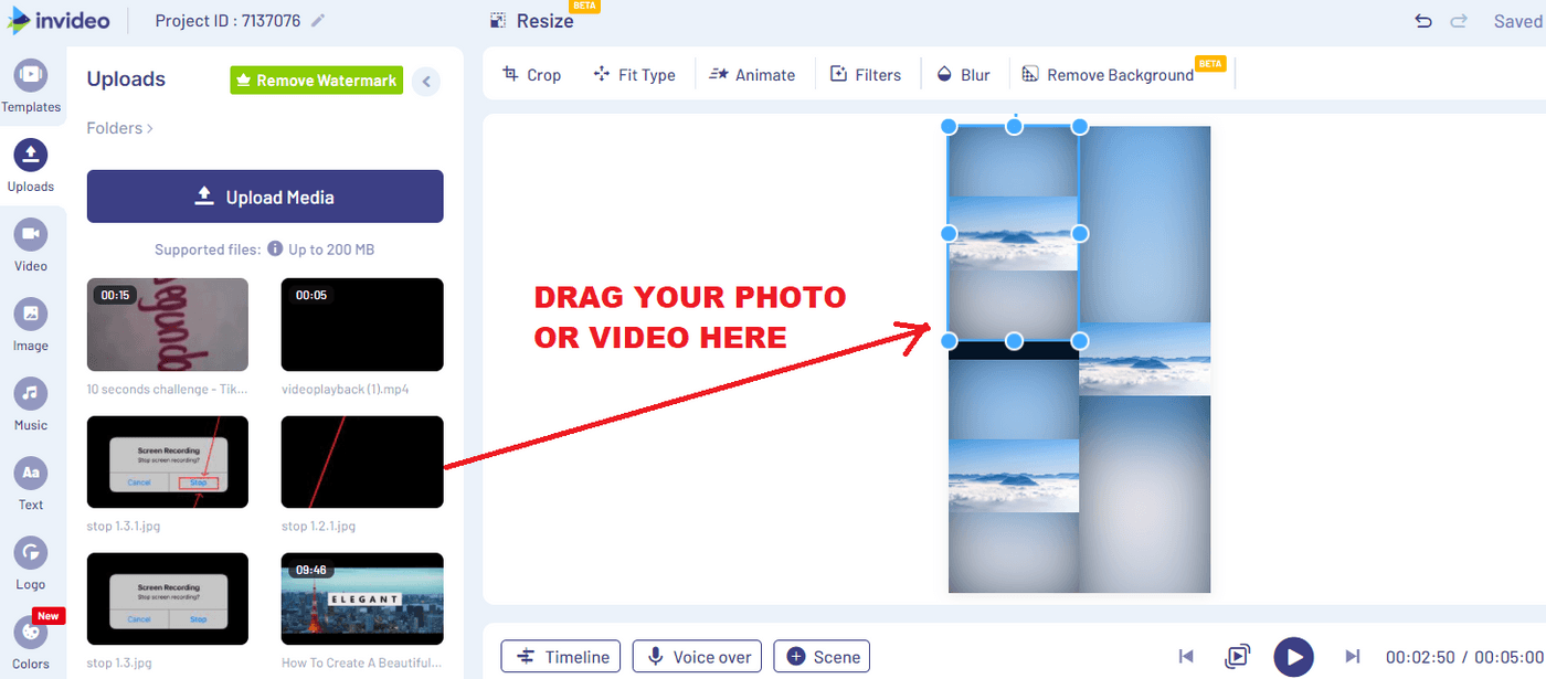 how to make a video collage using InVideo_step 4.2