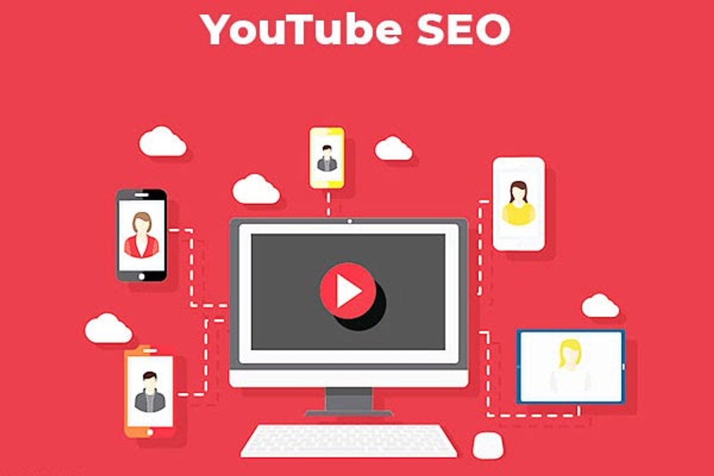 ilustração de um computador com a tela do YouTube