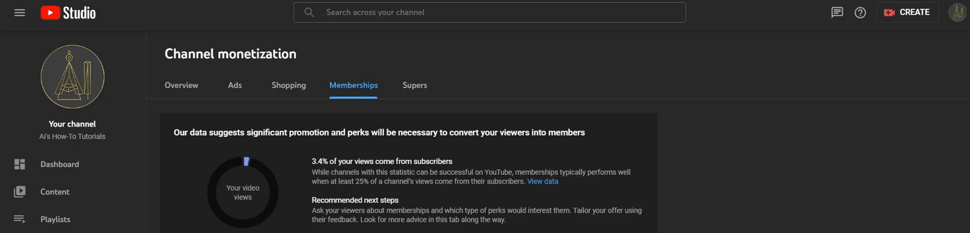 Channel monetization page in YouTube Studio showing membership data, tips, and viewer engagement insights.