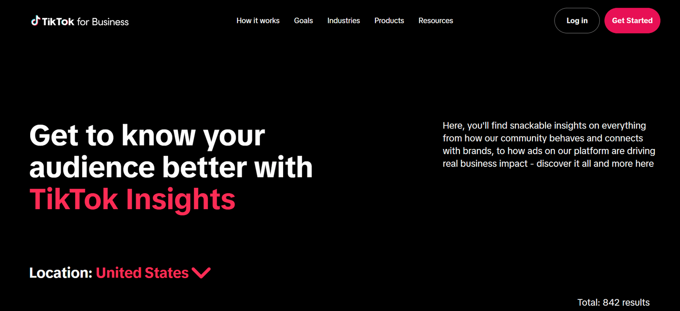 TikTok for Business screen highlighting insights to understand audience behavior and ad impact.