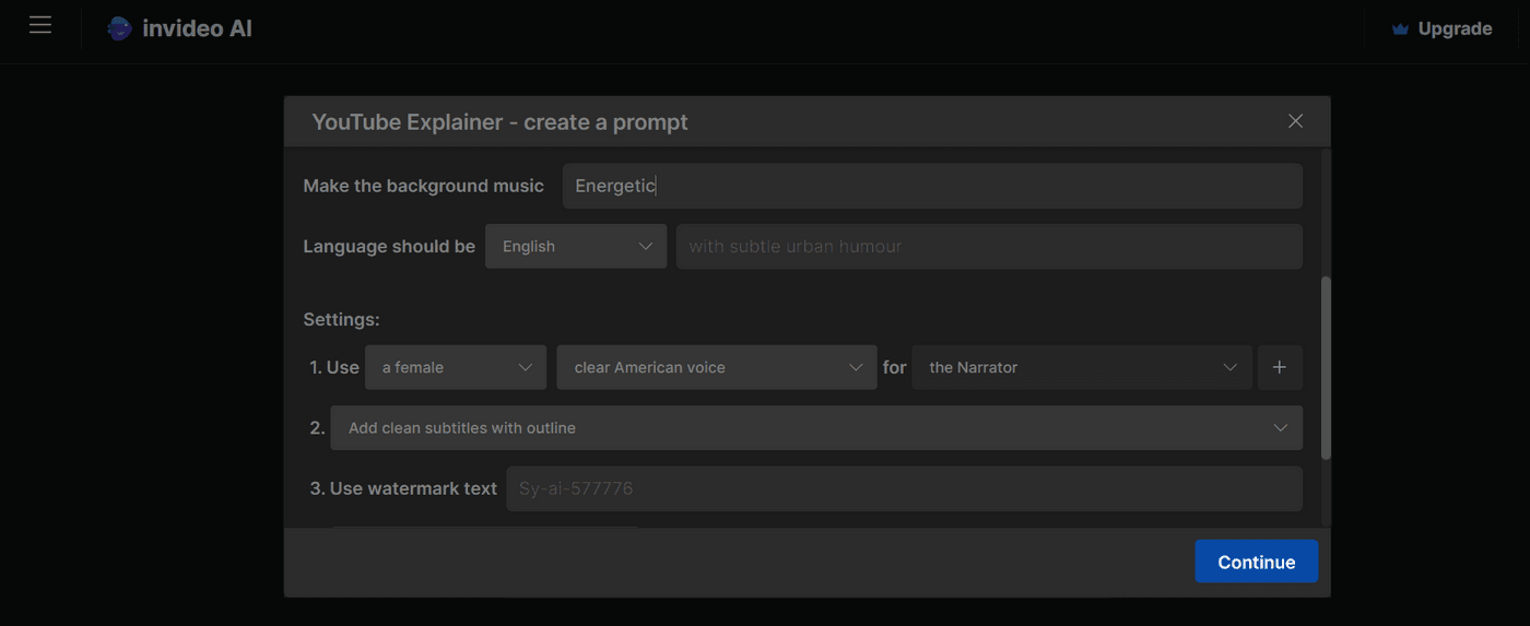 Invideo AI generating YouTube Shorts from prompts, such as 7 Techniques to Beat Procrastination with music.