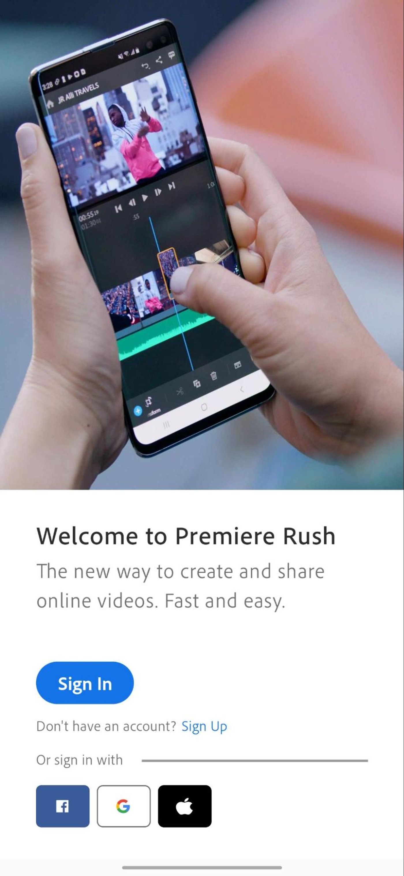 add music to videos on Android using Adobe Premiere Rush_step 2