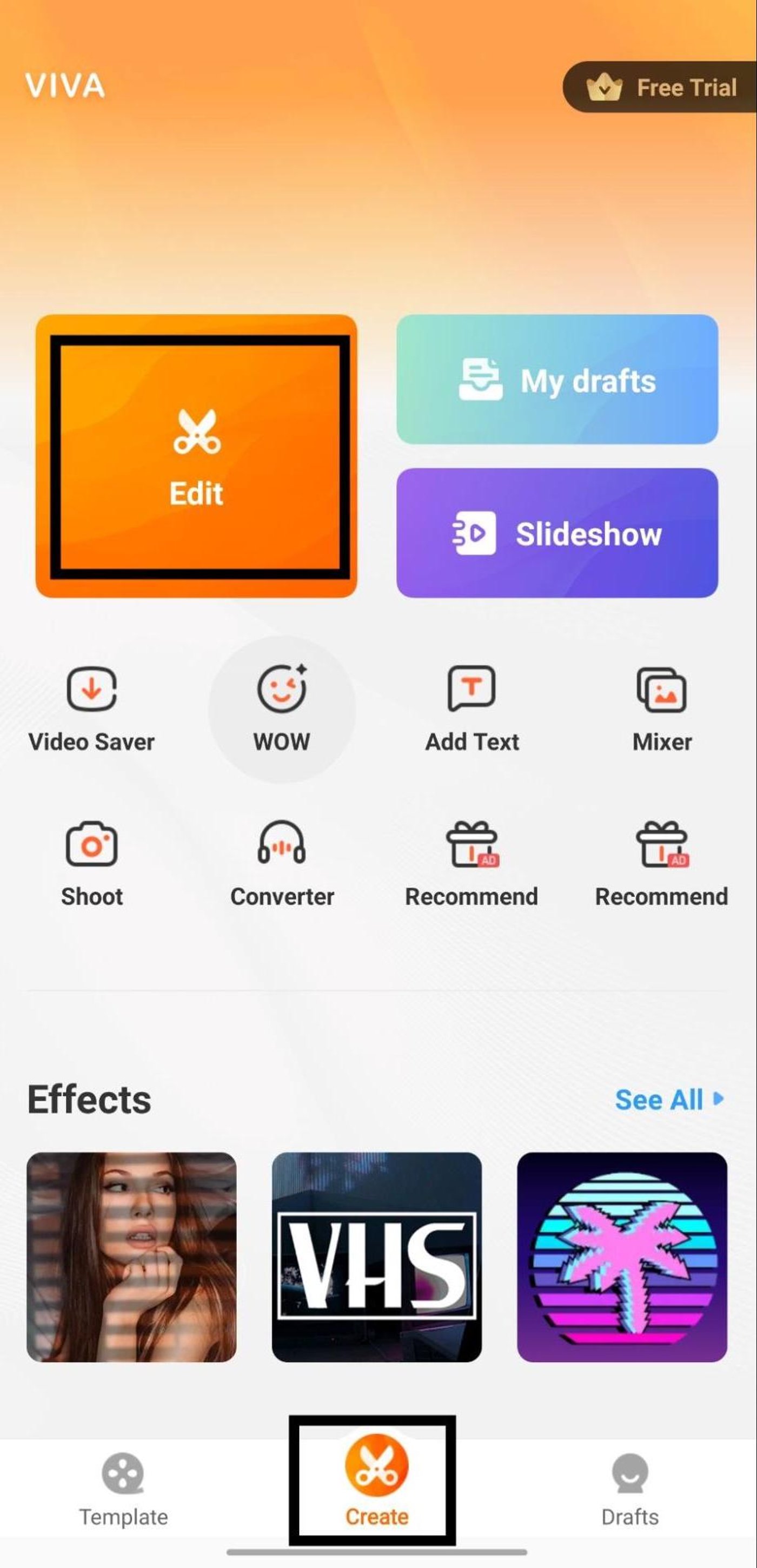 add music to videos on Android using Viva Video_step 2