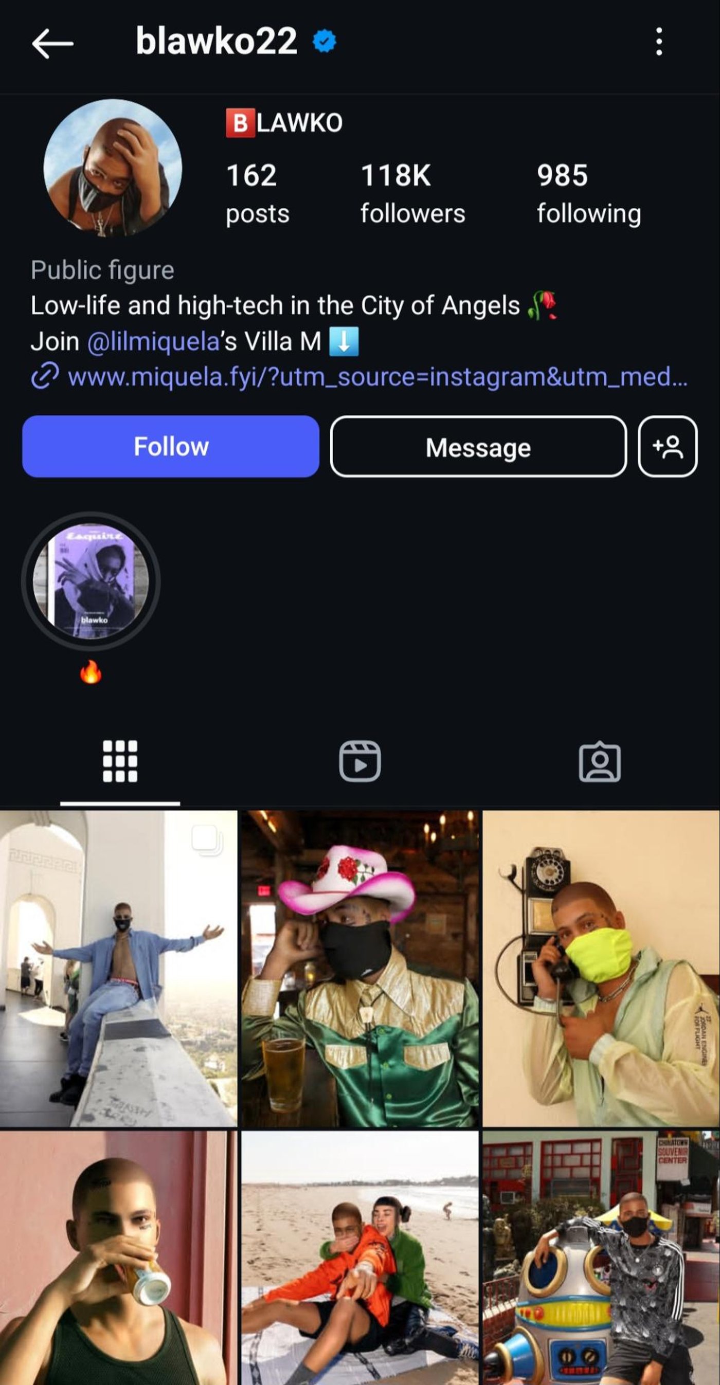 Instagram profile of Blawko