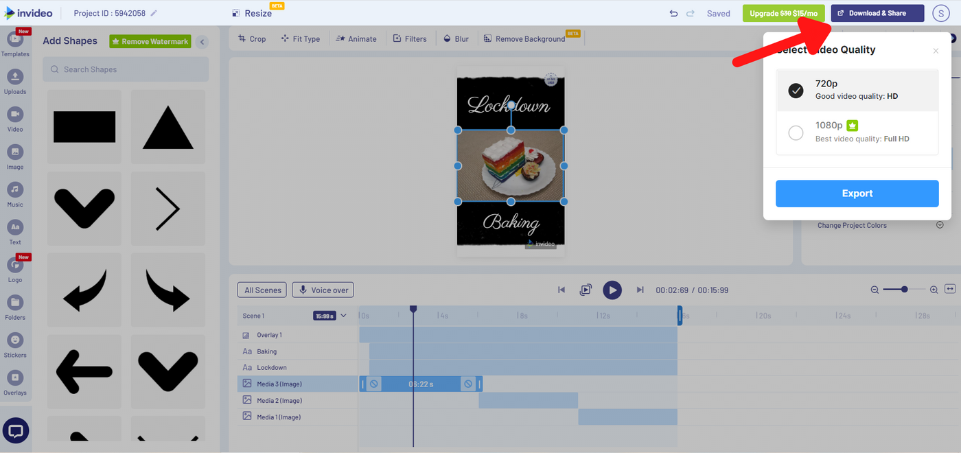 Create a slideshow video using InVideo_ step 5