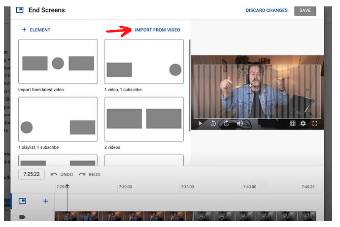 como importar tela de video já existente